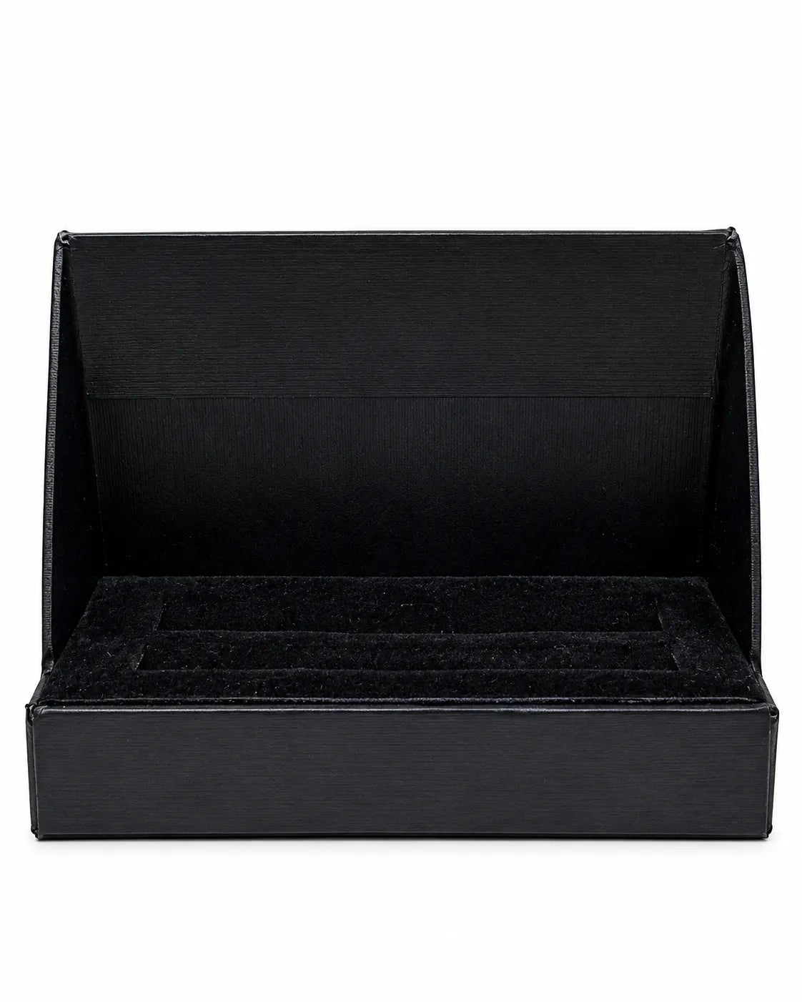 Mini fragrance discovery collection featuring black spray-capped tester vials with inspired-by perfume labels inside a black display box.