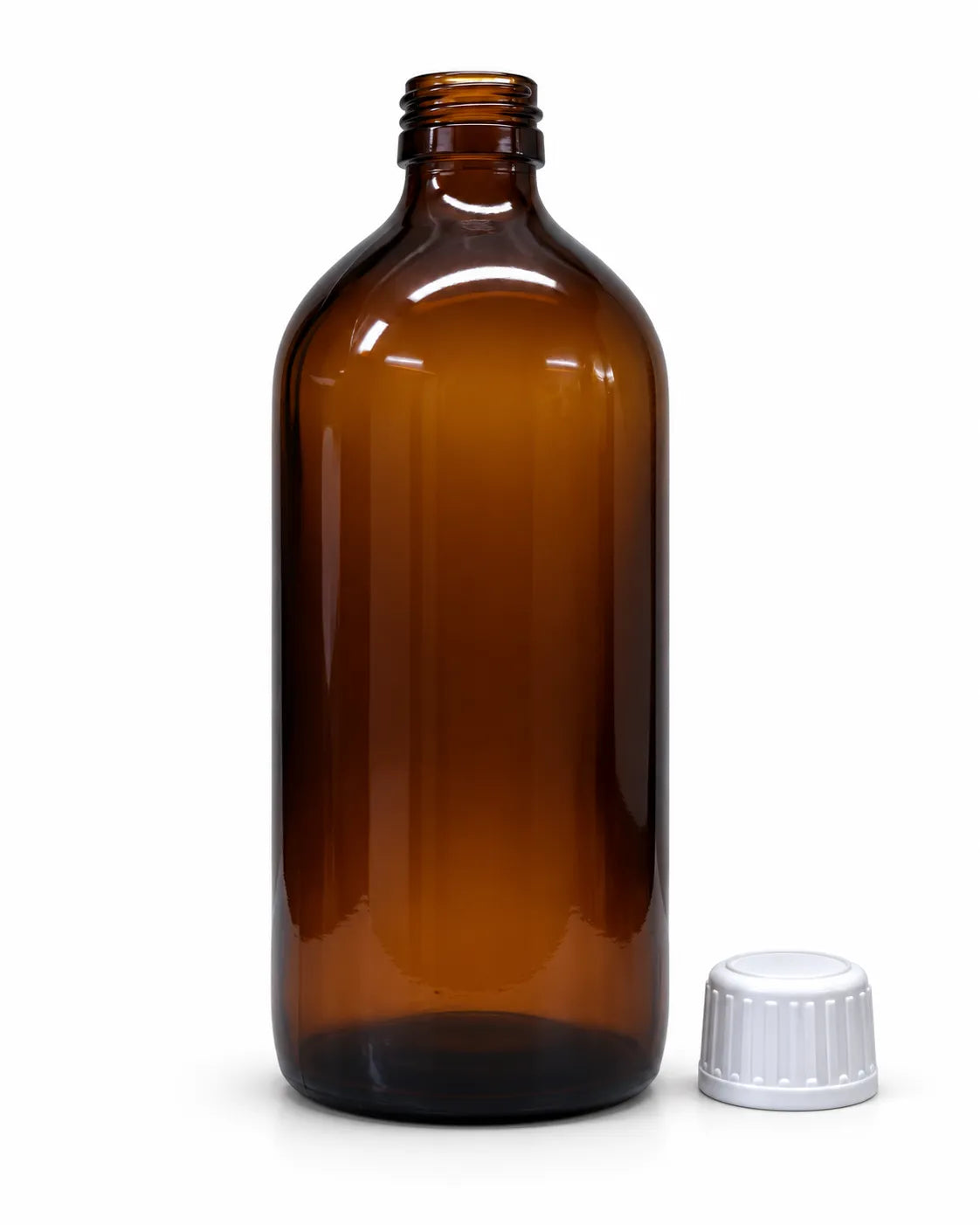 Refillable 500ml amber glass bottle for compatible perfume oils, fragrance concentrates and aroma chemical storage.